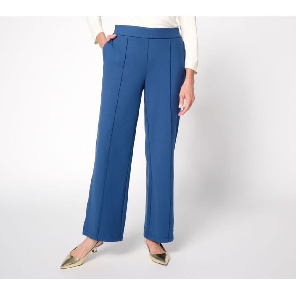 nicole by Nicole Miller Women's Petite Pants PM Pull-On Straight Leg Blue